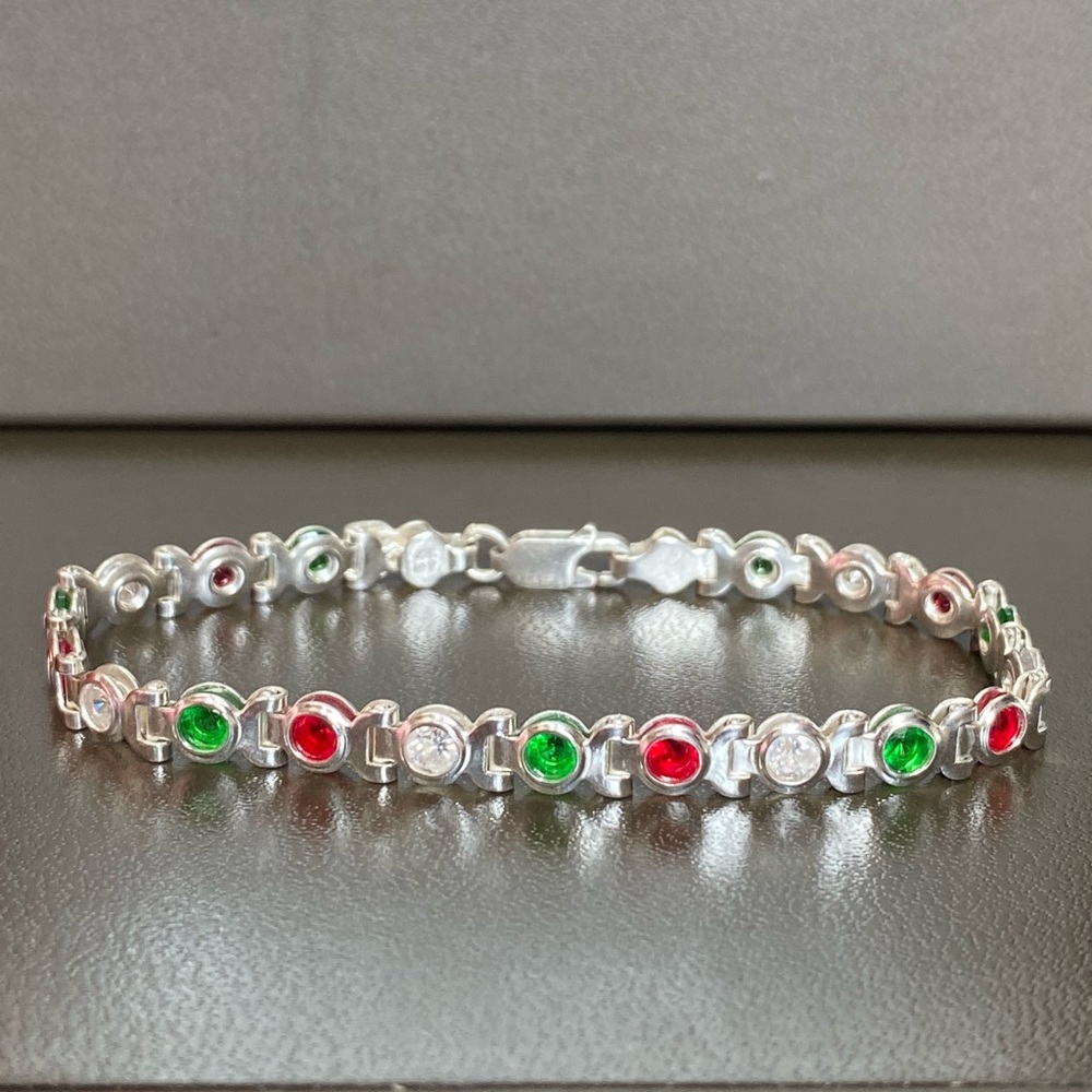 Vintage 925 sterling silver multi gemstone bracelet